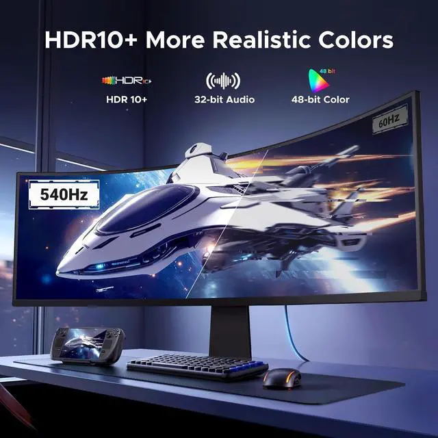 Alt view image 3 of 7 - UGREEN 16K@60Hz 6.6FT 80Gbps Right Angle DisplayPort Cable DP 2.1, 6.6FT