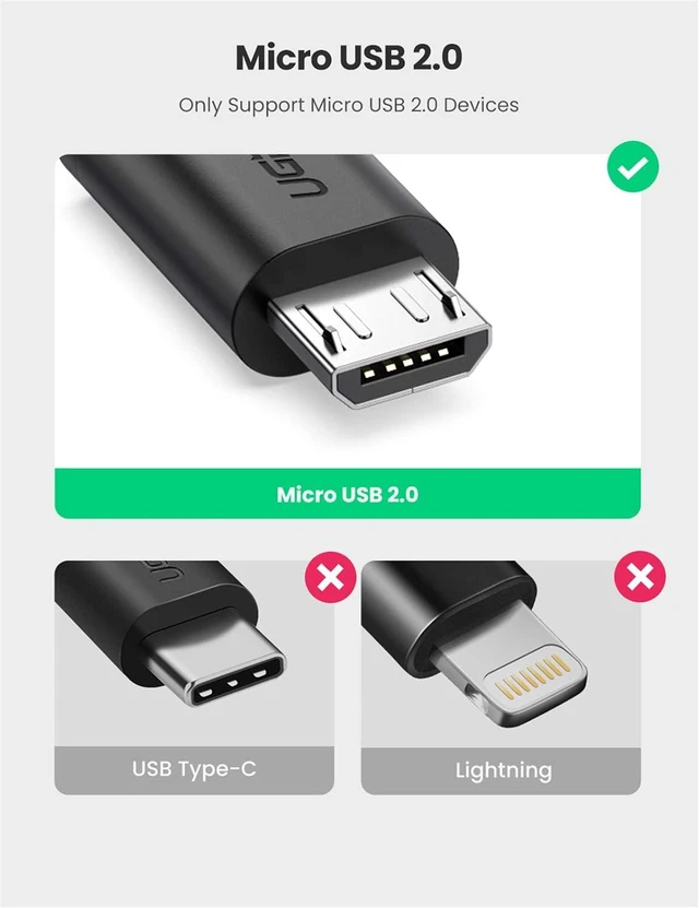 Alt view image 2 of 7 - UGREEN Micro USB 2.0 OTG Cable On The Go Adapter Male Micro USB to Female USB Compatible with Samsung Phone S7 S6 Edge S4 S3 LG G4 Controller Android Windows Smartphone Tablets 4 Inch Black