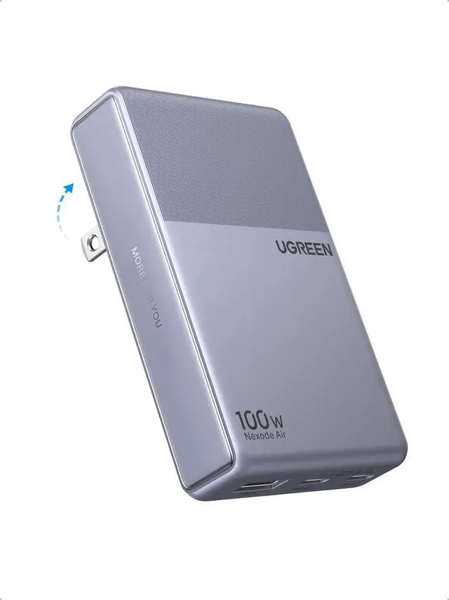 Main image of UGREEN Nexode Air 100W USB C Charger Flat Design Ultra Slim and Foldable Plug, Compact GaN Fast 3-Port Charging, PD Type-C Power Adapter Compatible with MacBook, iPhone 17 Pro Max, Galaxy, Grey