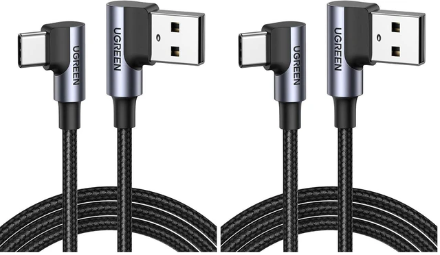Main image of UGREEN USB A to USB C Cable 90-Degree Fast Charging Cable, 3.3ft (Pack of 2)