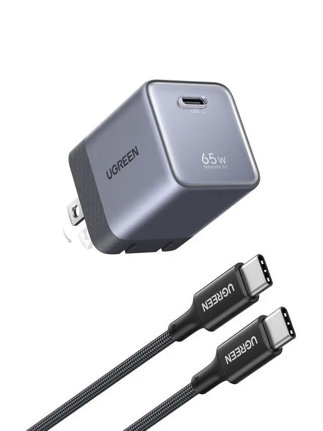 Main image of UGREEN Nexode Air 65W USB C GaN Charger Block with 3.3ft Cable, Black
