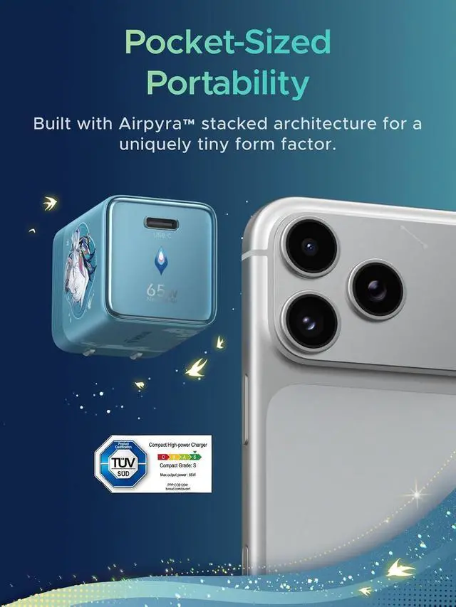 Alt view image 3 of 7 - UGREEN Nexode Air 65W USB C Charger Honkai: Star Rail Edition, Glacier Blue