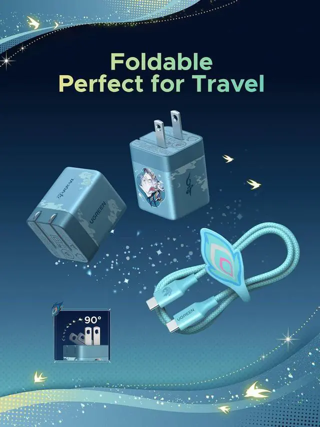 Alt view image 7 of 7 - UGREEN Nexode Air 65W USB C Charger Honkai: Star Rail Edition, Glacier Blue