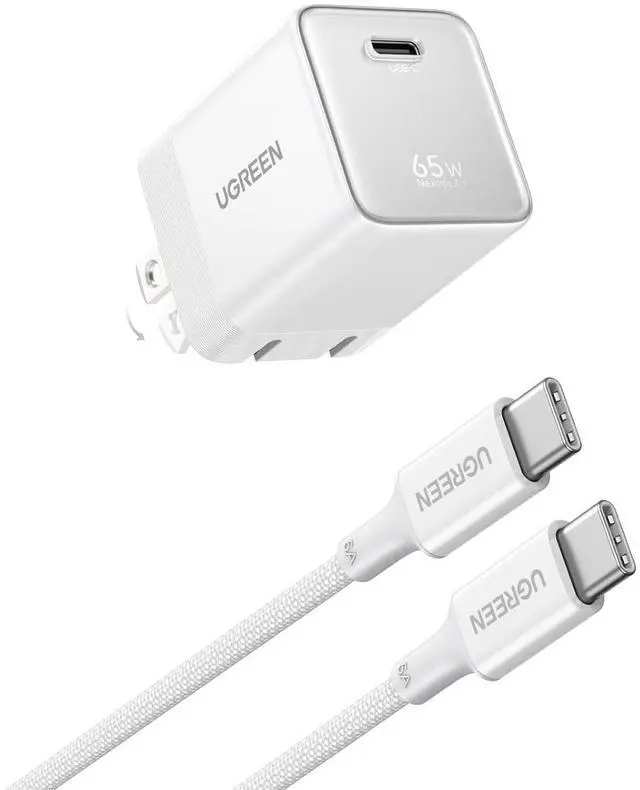 Main image of UGREEN Nexode Air 65W USB C GaN Charger Block with 3.3ft Cable, White