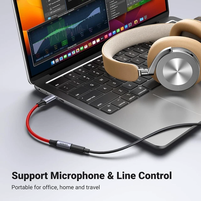 Alt view image 4 of 7 - USB C to 3.5mm Audio Adapter Type C to Aux 24bit/96kHz, Red
