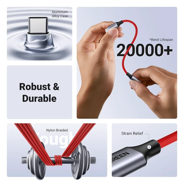 Alt view image 6 of 7 - USB C to 3.5mm Audio Adapter Type C to Aux 24bit/96kHz, Red