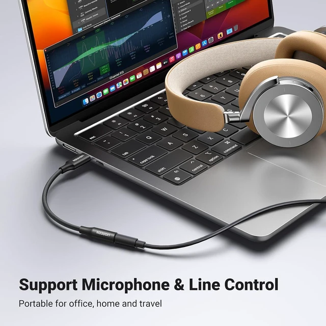 Alt view image 4 of 7 - USB C to 3.5mm Audio Adapter Type C to Aux 24bit/96kHz, Black