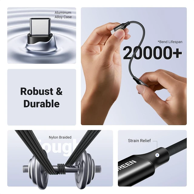 Alt view image 6 of 7 - USB C to 3.5mm Audio Adapter Type C to Aux 24bit/96kHz, Black