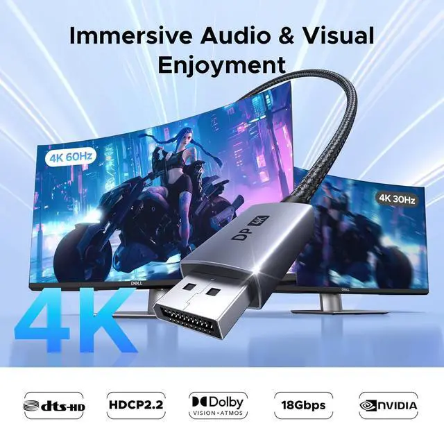 Alt view image 3 of 7 - UGREEN 4K@60Hz Active DisplayPort to HDMI Unidirectional Adapter, 0.66FT