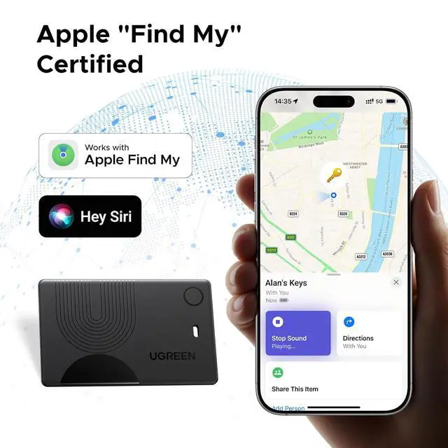 Alt view image 2 of 7 - UGREEN FineTrack Slim Wallet Tracker Card (iOS Only)