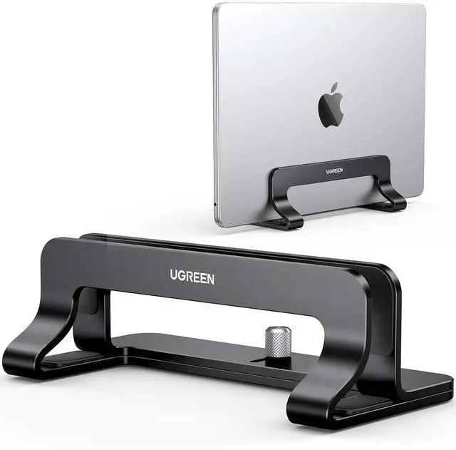 Main image of UGREEN Vertical Laptop Stand Holder for Desk Compatible with MacBook Pro, MacBook Air Stand Vertical Aluminum Adjustable for Up to 17.3 Inch Gaming Laptop, Black