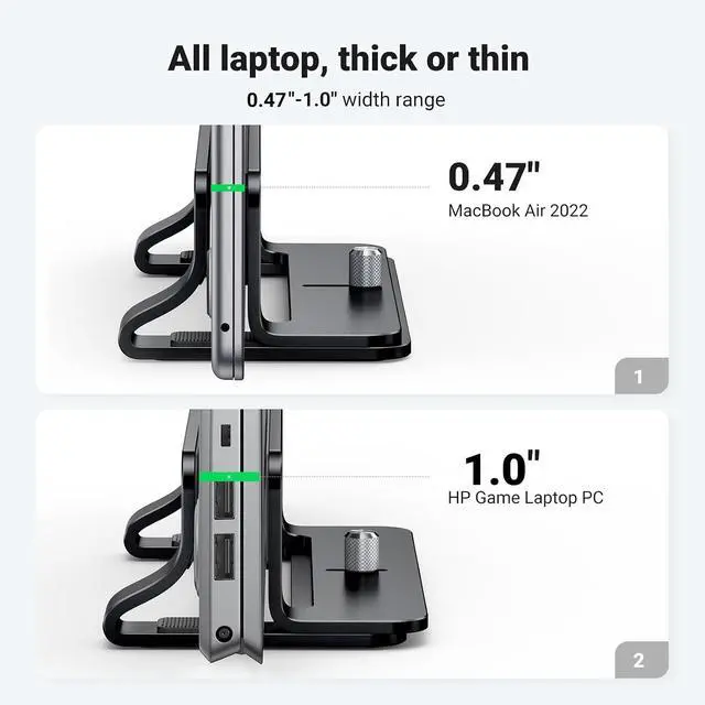 Alt view image 3 of 7 - UGREEN Vertical Laptop Stand Holder for Desk Compatible with MacBook Pro, MacBook Air Stand Vertical Aluminum Adjustable for Up to 17.3 Inch Gaming Laptop, Black