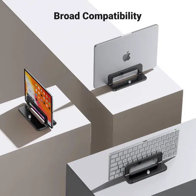 Alt view image 6 of 7 - UGREEN Vertical Laptop Stand Holder for Desk Compatible with MacBook Pro, MacBook Air Stand Vertical Aluminum Adjustable for Up to 17.3 Inch Gaming Laptop, Black