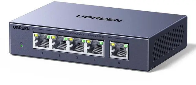 Main image of UGREEN 2.5Gb Switch, 5-Port Ethernet Switch, 5 x 2.5Gb Uplink, Metal Case