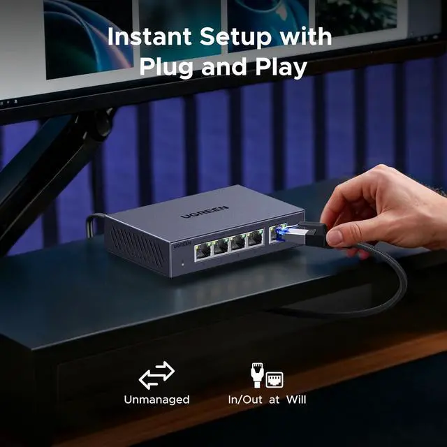 Alt view image 5 of 7 - UGREEN 2.5Gb Switch, 5-Port Ethernet Switch, 5 x 2.5Gb Uplink, Metal Case