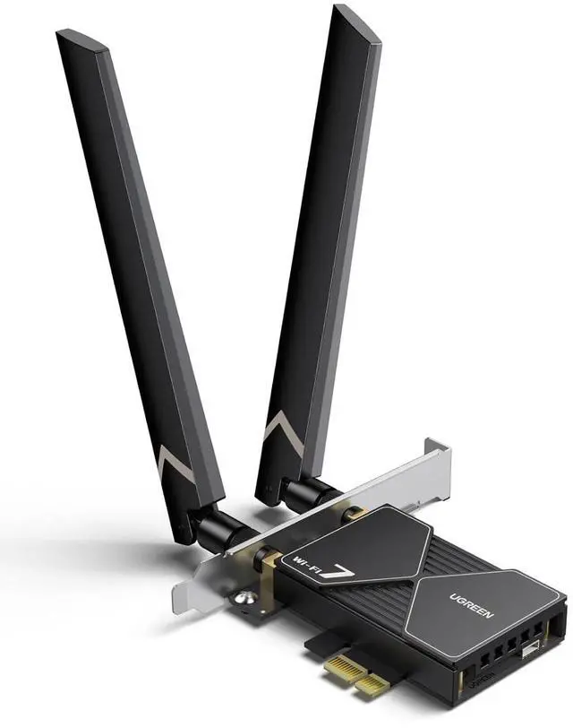 Main image of UGREEN WiFi 7 BE6500 PCIe WiFi Card, Bluetooth 5.4, IEEE 802.11ax/be, 6G 2882Mbps/5G 2882Mbps/2.4G 688Mbps Tri Band, MLO Technology, Flexible Dual 6dBi High Gain Antenna, WPA3, Support Windows 11 Only