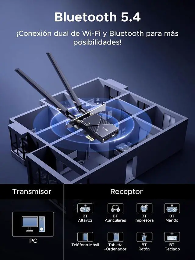 Alt view image 5 of 7 - UGREEN WiFi 7 BE6500 PCIe WiFi Card, Bluetooth 5.4, IEEE 802.11ax/be, 6G 2882Mbps/5G 2882Mbps/2.4G 688Mbps Tri Band, MLO Technology, Flexible Dual 6dBi High Gain Antenna, WPA3, Support Windows 11 Only