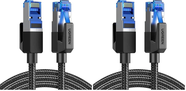 Main image of UGREEN Cat 8 Ethernet Cable 6FT, High Speed Braided 40Gbps 2000Mhz Network Cord Cat8 RJ45 Shielded Indoor Heavy Duty LAN Cables Compatible with Gaming PC PS5 PS4 PS3 Xbox Modem Router 6FT (Pack of 2)