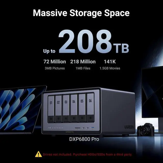 Alt view image 2 of 7 - UGREEN NAS DXP6800 Pro 6-Bay for Teams, Small Businesses File Server