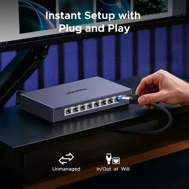 Alt view image 5 of 7 - UGREEN 2.5Gb Switch, 8-Port Ethernet Switch, 8 x 2.5Gb Uplink Plug & Play