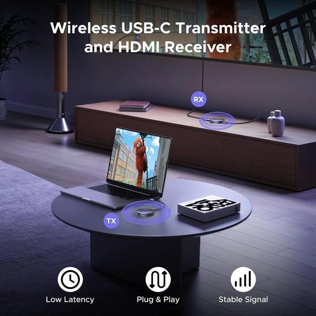 Alt view image 2 of 7 - Magnetic Wireless USB C Transmitter and HDMI Receiver 164FT/50M