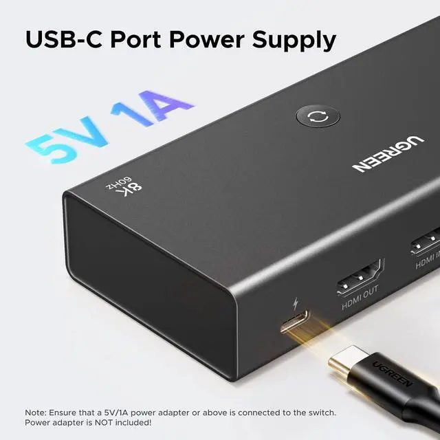 Alt view image 6 of 7 - UGREEN 8K@60Hz HDMI 2.1 Switch 3 in 1 Out, with Remote, VRR, 4K@240Hz