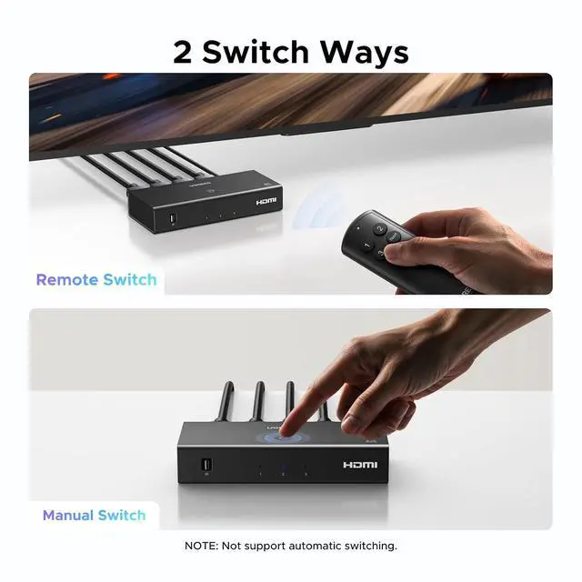 Alt view image 7 of 7 - UGREEN 8K@60Hz HDMI 2.1 Switch 3 in 1 Out, with Remote, VRR, 4K@240Hz