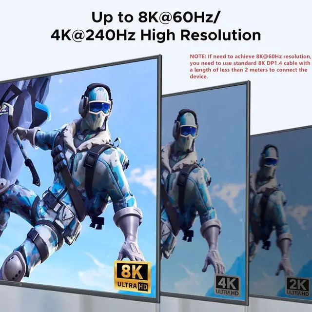 Alt view image 5 of 7 - UGREEN 8K@60Hz Displayport KVM Switch 2 Monitors 2 Computers, Aluminum