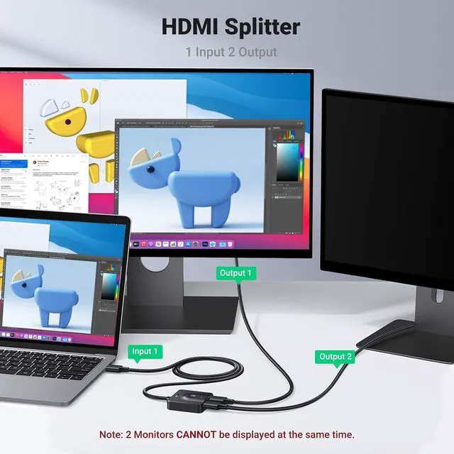 Alt view image 4 of 7 - HDMI Switch 2 in 1 Out, 4K@60Hz, with HDMI Cable, Bi-Directional
