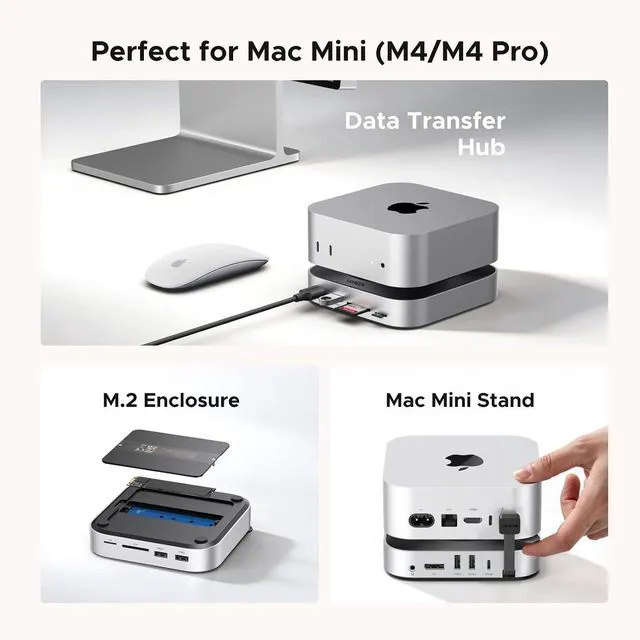 Alt view image 2 of 7 - UGREEN Mac mini M4 Dock DP Hub 4K@144Hz with NVMe Enclosure