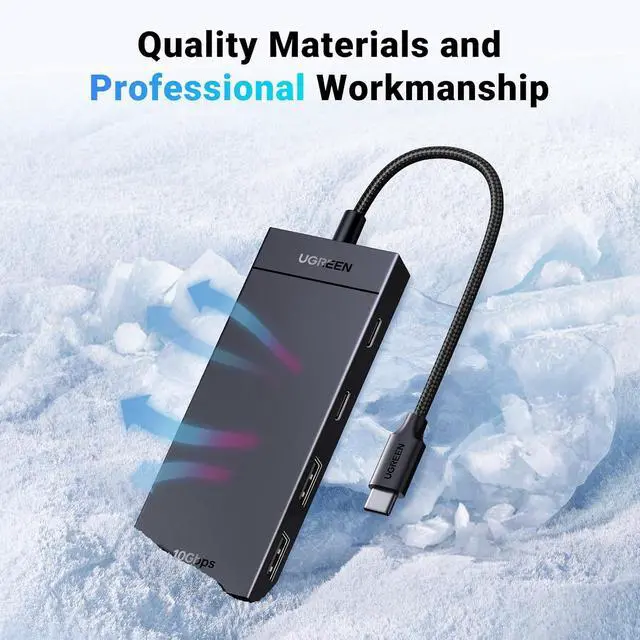 Alt view image 6 of 6 - UGREEN USB C Hub, 4-in-1 USB 3.2 Adapter, 2 xUSB-C & 2xUSB-A, Aluminum