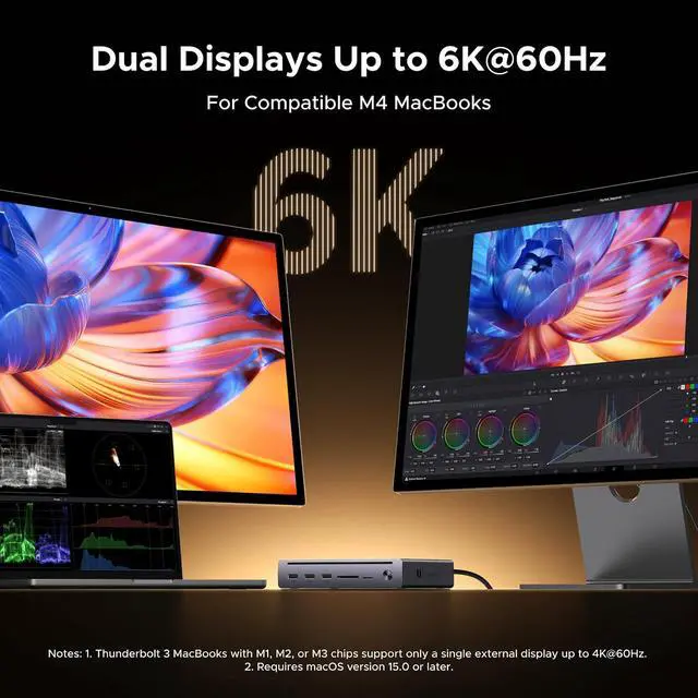 Alt view image 5 of 7 - UGREEN Maxidok Thunderbolt 5 Docking Station, Triple 4K@144Hz, 3xTBT5 Port