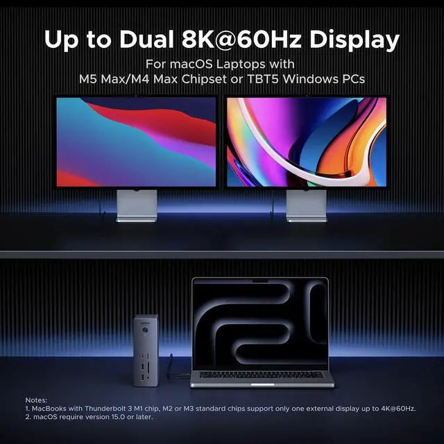 Alt view image 4 of 7 - UGREEN Maxidok Thunderbolt 5 Docking Station, Triple 4K@60Hz, 4xTBT5 Port