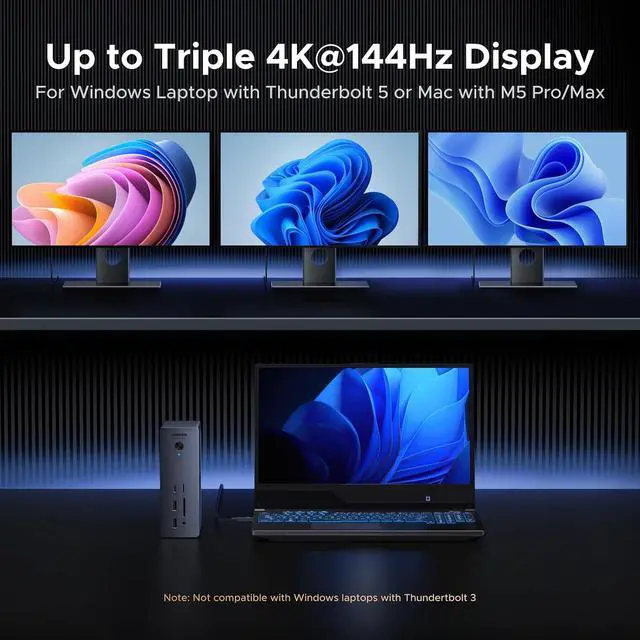 Alt view image 5 of 7 - UGREEN Maxidok Thunderbolt 5 Docking Station, Triple 4K@60Hz, 4xTBT5 Port