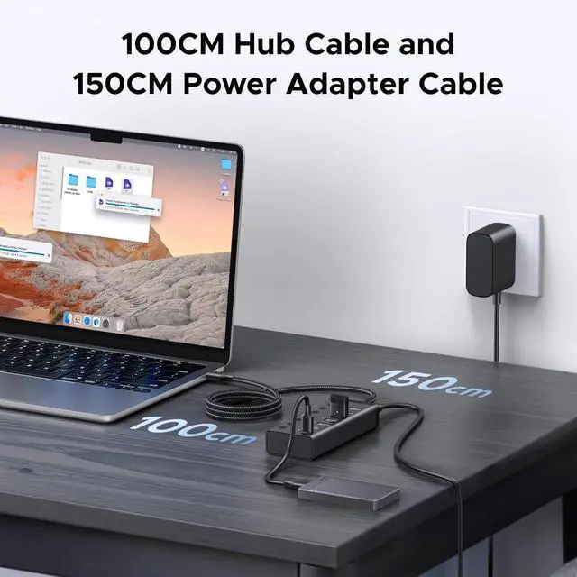 Alt view image 6 of 7 - UGREEN 7-in-1 Powered USB 3.0 Hub, 7 Ports, 5xUSB-A and 2xUSB-C, 5Gbps