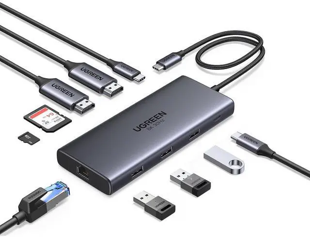 Main image of UGREEN USB C Docking Station Dual Monitor, 10-in-1 Laptop Dock with 2 HDMI