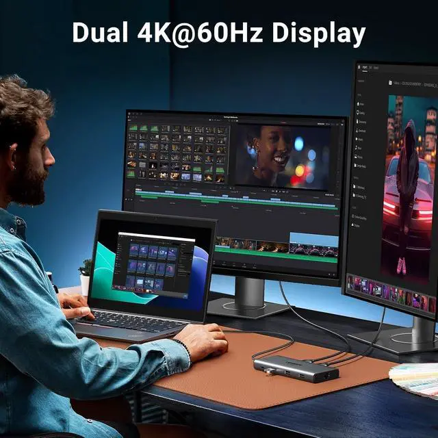Alt view image 3 of 7 - UGREEN USB C Docking Station Dual Monitor, 10-in-1 Laptop Dock with 2 HDMI