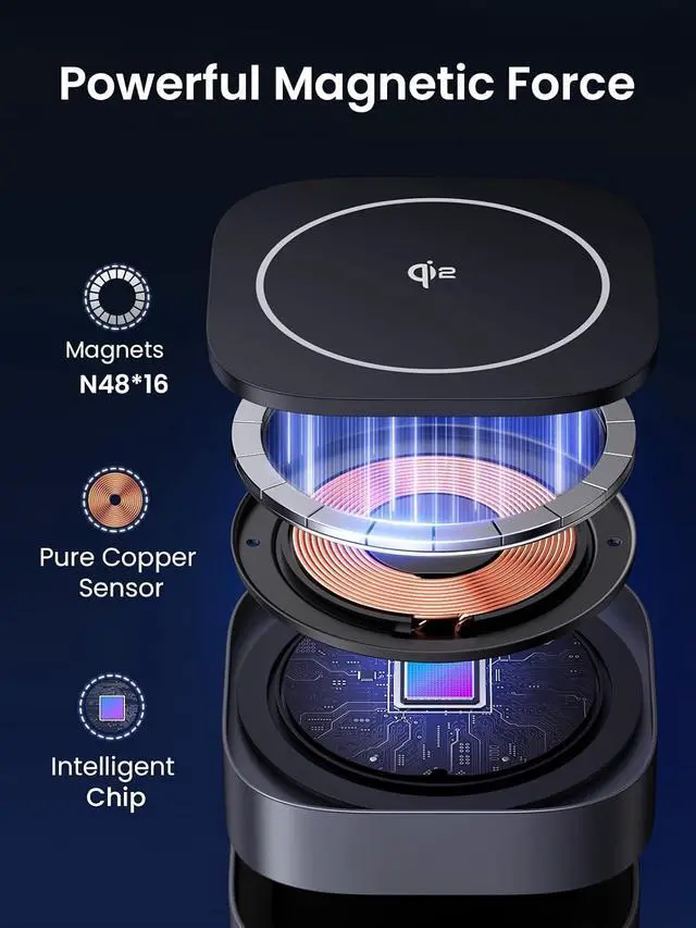 Alt view image 3 of 7 - UGREEN MagFlow Qi2 15W 2-in-1 Foldable Wireless Charging Station