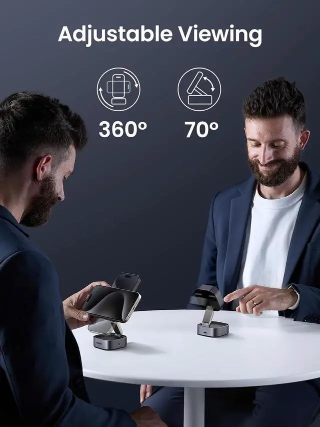 Alt view image 6 of 7 - UGREEN MagFlow Qi2 15W 2-in-1 Foldable Wireless Charging Station