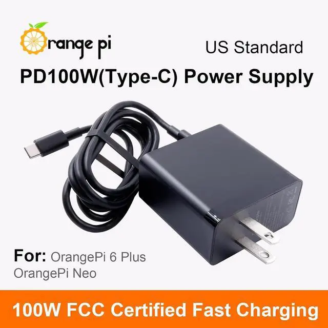 Alt view image 2 of 4 - Orange Pi 100W Type-C Power Supply Adapter for Orange Pi 6 Plus, Multiple Circuit Protection USB C Charger Transformer Compatible 100W Fast Charging, US Standard Plug, Highly Compatible
