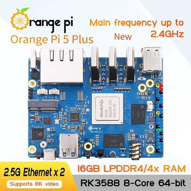 Alt view image 5 of 7 - Orange Pi 5 Plus 16GB Rockchip RK3588 8 Core 64 Bit Single Board Computer, 2.4GHz Frequency 8K Video Decoding Open Source Development Board Run Orange Pi OS, Android, Debian, Ubuntu (5 Plus 16G)