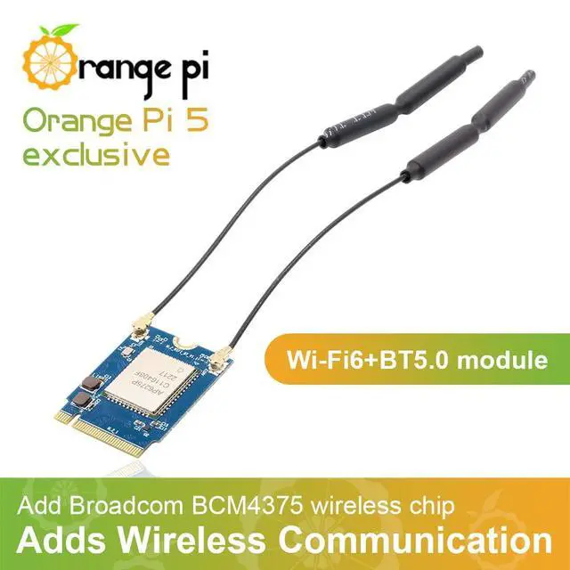 Alt view image 7 of 7 - Orange Pi 5 PCIe Wi-Fi6, BT5.0 Module, Support BLE, Wi-Fi, 2T2R 802.11 ax/ac/a/b/g/n Only Compatible with Orange Pi 5 Singble Board Computers