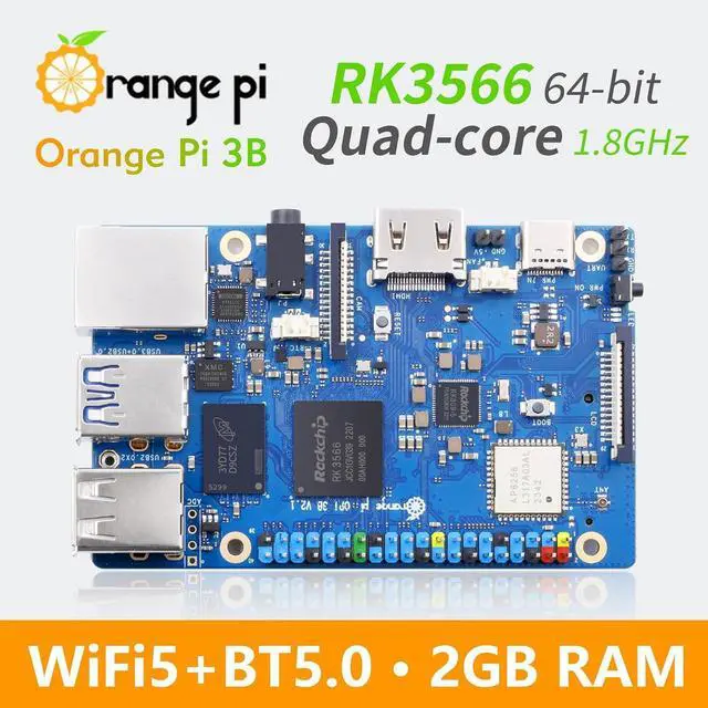 Alt view image 7 of 7 - Orange Pi 3B 2G V2.1 Version RK3566 Quad Core 64 Bit Single Board Computer, 1.8 GHz Frequency WiFi Bluetooth Open Source Board Run Orange Pi OS, Android, Debian, Ubuntu, OpenHarmony (Pi 3B 2GB)