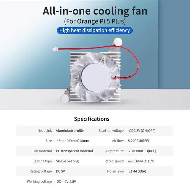 Alt view image 4 of 7 - Orange Pi 5 Plus Aluminum Cooling Fan, Only for Orange Pi 5 Plus Development Board Single Board Computer