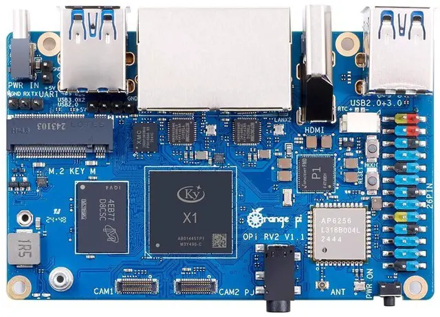 Main image of Orange Pi RV2 4GB RAM LPDDR4X RISC V 8 Core 2Tops Al Arithmetic Power Development Board, Wi-Fi 5+BT 5 with BLE Support Single Board Computer Run Ubuntu24.04 (4GB)