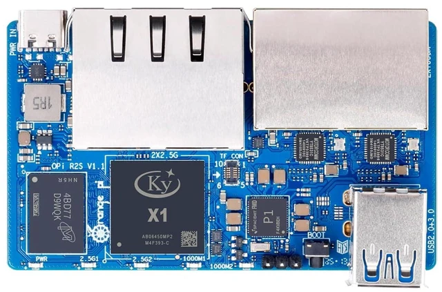 Main image of Orange Pi R2S 8GB RAM LPDDR4X with 8GB eMMC Flash RISC V 8 Core 2Tops Al Arithmetic Power Development Board, 2.5G High-Speed Dual LAN Ports Single Board Computer
