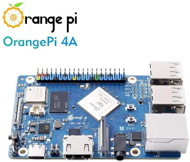 Alt view image 7 of 7 - Orange Pi 4A 4GB LPDDR4/4X Allwinner T527 8 Core Single Board Computer, RISC-V Co-Processor 2 Tops NPU 1.8GHz Frequency Wi-Fi 5.0+BT 5.0,BLE Run Ubuntu, Debian, Android13 (Pi 4A 4GB+Supply)
