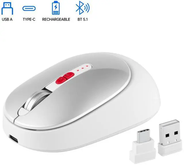 Alt view image 2 of 7 - The new three-mode Bluetooth wireless mouse features battery level display, one-click return to desktop, mute function and rechargeable feature. black