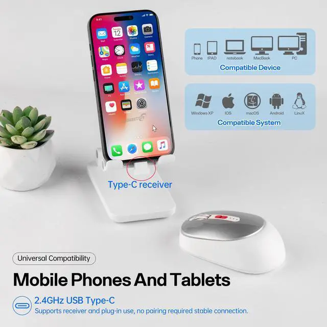 Alt view image 6 of 7 - The new three-mode Bluetooth wireless mouse features battery level display, one-click return to desktop, mute function and rechargeable feature. black