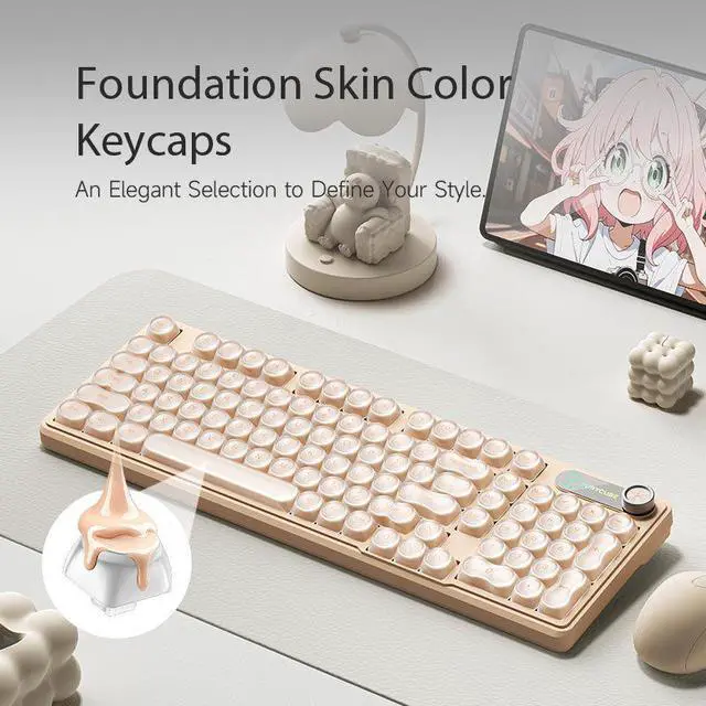 Main image of IP98 mechanical feel waterproof keyboard for computer games and esports with high appearance quality. Wired silent keyboard, wireless 2.4G Bluetooth keyboard. 98 keys / skin color - wired - RGB